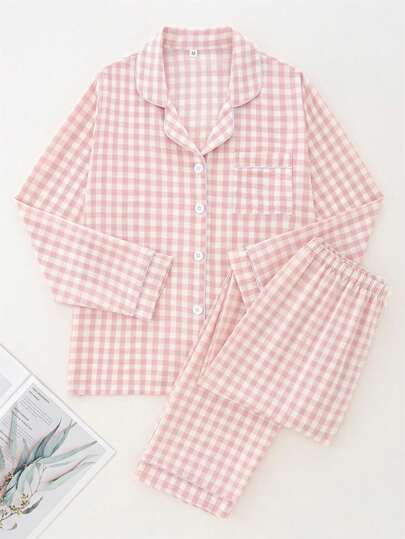 2pcs Women Long Sleeve Top And Pants Pajama Set, Casual Loose Fit Homewear With Lapel, Comfortable For Home And Outings, Suitable For Spring, Summer, Autumn And Winter