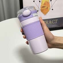 1 个定制名字咖啡杯，新款时尚便携式不锈钢双层隔热咖啡杯，带吸管、防溢盖、硅胶吸管，400 毫升/13.5 盎司，独特的个人礼品杯 - 多色 - 查看 7