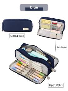 1 创意三层双窗口大容量铅笔盒，办公和学习的桌面收纳盒，男女通用的文具盒，便携式铅笔收纳袋，铅笔盒，学习礼物 - 彩色 - 查看 13