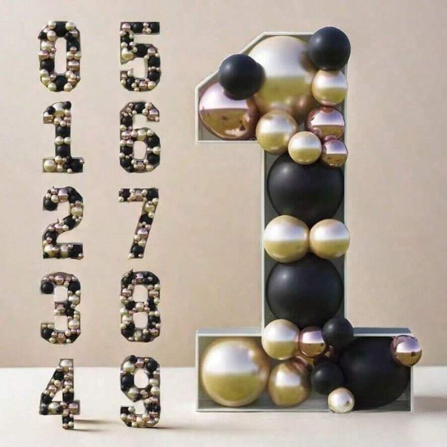 1pc 3D Digital 0-9 Number Balloon Decorative Board, For Party, Anniversary, Wedding, Birthday Party Scene Decoration Props (Balloons And Hot Melt Gun Not Included)
