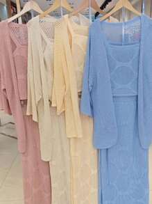 LIZA KNITTED 3 PIECE SET - 淺藍色 - 查看 1