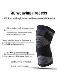 Sports Knee Brace With Bandages And Compression, Knit Breathable Knee Support For Cycling, Running - Multicolor - View 12