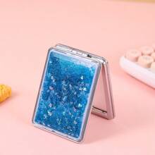 1PC Compact Mirror,Makeup Mirror/Cosmetic Mirror,Glitter Makeup Mirror,Foldable Mirror,Travel Makeup Mirror,Travel Mirror,Portable Mirror,Round/Square Models Available,For Travel At Home Or On-The-Go,For Women & Girl
