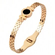 3-In-1 Set: Rhinestones Embedded Double LOVE Stainless Steel Bracelet, & Fashionable, With Romane Braided Steel Wire Bracelet Accessory, Great Gift