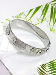 1 件 18K 镀金防水不锈钢花卉手镯，时尚欧美风格植物设计，适合女性派对、日常穿着、休闲街头、生日、婚礼、伴娘礼物 - 彩色 - 查看 19