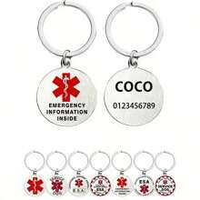 Thẻ ID vật nuôi bằng thép không gỉ bạc khắc tùy chỉnh có biểu tượng cảnh báo y tế - Cá nhân hóa với tên, số điện thoại và địa chỉ - Thẻ chống thất lạc bền cho chó - Nhiều màu - Xem 5