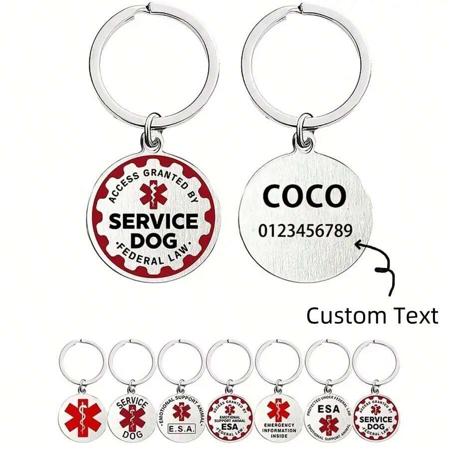 Thẻ ID vật nuôi bằng thép không gỉ bạc khắc tùy chỉnh có biểu tượng cảnh báo y tế - Cá nhân hóa với tên, số điện thoại và địa chỉ - Thẻ chống thất lạc bền cho chó - Nhiều màu - Xem 1