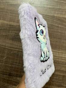 1 件随机款式可爱猫咪刺绣毛绒减压笔记本/日记本 - 彩色 - 查看 8