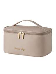 Damen tragbare Reise-Make-up-Tasche mit Fächern, kann Makeup-Pinsel aufnehmen, wasserdichtes PU-Material, geeignet für Outdoor-Reisen, kann auch als Kosmetiktasche, Pflegetasche und Kulturbeutel verwendet werden