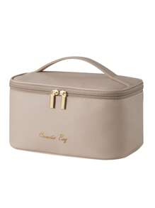 Women's Portable Travel Makeup Bag With Compartments, Can Hold Makeup Brushes, Waterproof PU Material, Suitable For Outdoor Travel, Can Also Be Used As Cosmetic Bag, Skincare Bag, And Toiletry Bag - Multicolor - View 1