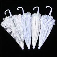1pc Random Floral Pattern Photography Studio Prop Umbrella, Lace & Flower Design, Small Size Wedding Decor Craft Umbrella Summer Cooling,Beach,Travel