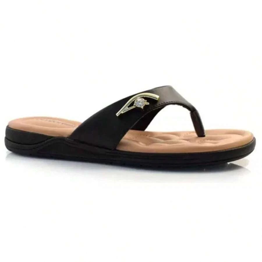 Beira Rio COMFORTFLEX WOMEN'S SANDAL 2480403 ANATOMICAL ORTHOPEDIC FLAT SHOE - màu đen - Xem 1