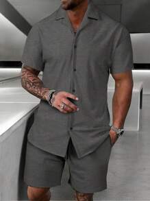 Men's Comfortable Fashion Polo Shirt - 深灰色 - 查看 2