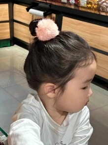 8pcs/Set Girls Ombre Fluffy Pom Pom High Elasticity Large Hair Ties Scrunchies Ponytail Holders Hair Accessories - Multicolor - View 2