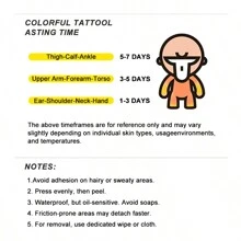 1 套 2 件无水即时纹身贴纸，幸福猫窝图案，彩色防水可爱卡通动物，适合女性 - 彩色 - 查看 6