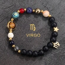Handgemaakte 12 Zodiac-armband - natuurlijke tijgeroogstenen kralen, unieke patronen en kleurvariaties, perfect cadeau voor vrouwen en mannen