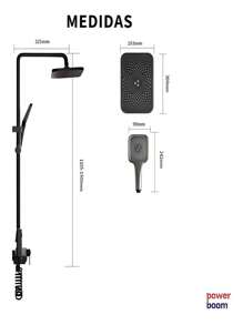 Kit de chuveiro de chuva Waterfall 4 em 1, alavanca única e telefone, cor preta - Preto - Visão 5