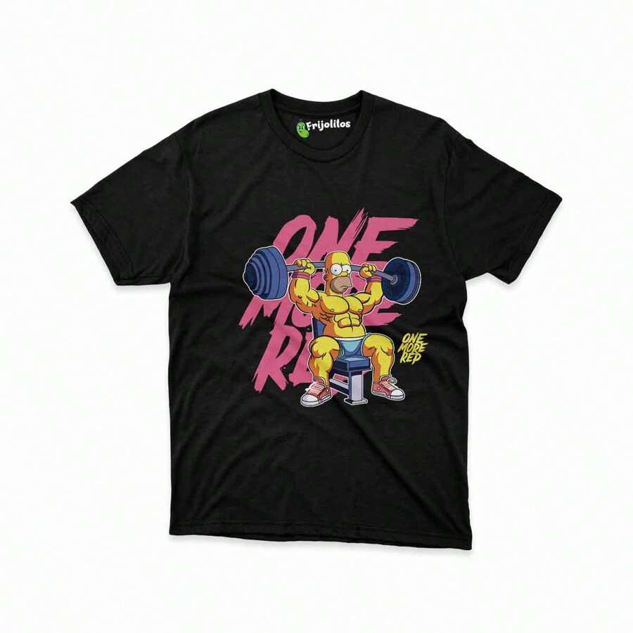 PLAYERA GYM UNA REPETICION MAS HOMERO SIMPSON FITNESS - Negro - Ver 1