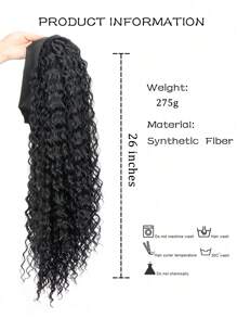 26 "Curly Hair Band Female Wig Wavy Black Wig With Headband Synthetic Woven Chemical Fiber Long Curly Hair Wig For Everyday Use And Halloween Cosplay Christmas Fashion Girls - Black - View 8