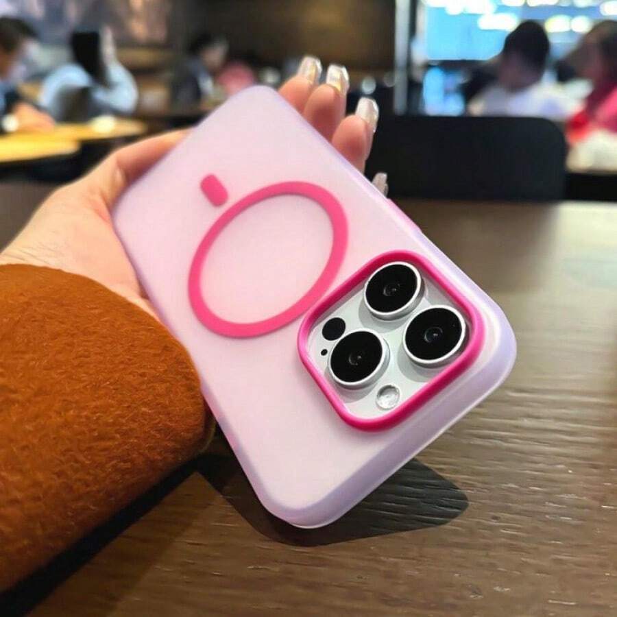 OroBelle 适用于 iPhone 15 Pro Max 16 14 13 12 11 Plus 的哑光磁性保护壳，兼容 MagSafe，粉色漂亮透明高级保护器，磨砂防摔防尘手机壳保护配件保护套手持式保护防震智能手机外壳 C 适合家人、朋友、孩子、生日、圣诞节、冬季、女朋友、男朋友的礼物 - 粉色 - 查看 1