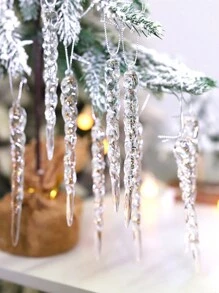 12 chiếc que băng trang trí Giáng sinh trong suốt mặt dây chuyền trang trí bằng băng, vật dụng trang trí lễ hội Giáng sinh, Giáng sinh - Nhiều màu - Xem 5