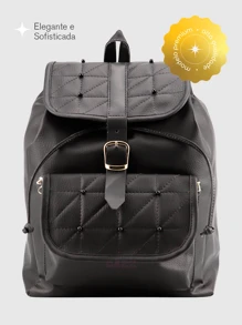 Women's Large University School College Backpack With Pockets Fits Notebooks - 黑色 - 查看 3