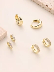 Ensemble de 3 paires de petites boucles d'oreilles créoles en or pour femmes, créoles Huggie plaquées 14K pour plusieurs piercings, boucles d'oreilles créoles délicates avec zircone cubique CZ, boucles d'oreilles créoles légères et épaisses