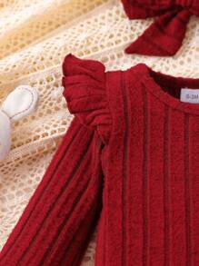 2 Pcs/Set Baby Girls Red Plush Thickened Jumpsuit