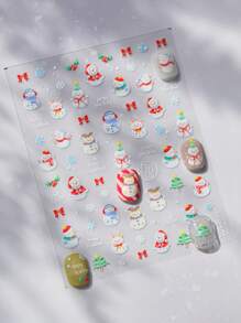 1 件 5D 浮雕圣诞雪人美甲贴纸可爱红色蝴蝶结雪自粘指甲贴纸 DIY 网 2025 年美甲用品美甲装饰贴纸贴花可爱部分 - 彩色 - 查看 1