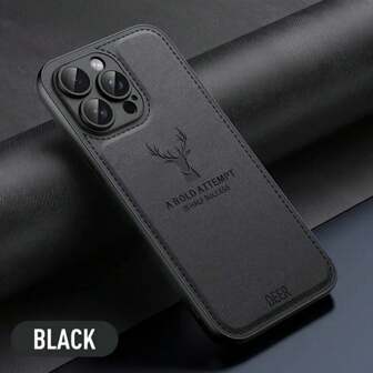 1pc Luxury Leather Full Cover Shockproof Anti-Scratch Deer Pattern Phone Case Waterproof Anti-Fall