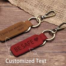 1pc/3pcs/6pcs/10pcs Minimalist Leather Keychain, Customizable Text, Can Be Used As Father's Day Gift, Birthday Gift, Gift For Father, Friends, Family, Dawg, Engraved, Stainless, Colorful, Cute, Adorable, Funny, Kawaii, Y2K, Stylish, Unisex, Casual, Custom, Personalized, Unique, Customized, Ideal Gifts For Him, Ideal Gifts For Her, Her, Boyfriend, Girlfriend, Family, Friends, Children, For Anniversaries, For Birthdays, For Graduation, For Housewarming, For Weddings, Bag Charms