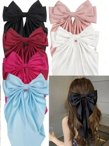 Bộ 6 kẹp tóc nơ lớn, kẹp tóc trang trí hình bướm thanh lịch, thời trang kèm ruy băng dài dùng cho tiệc tùng, khiêu vũ, mặc hàng ngày - Nhiều màu - Xem 7