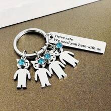 1 件定制“安全驾驶”钥匙扣，可定制名字，不锈钢，送给爸爸的时尚家庭礼物 - 銀色 - 查看 18