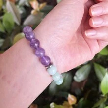 2 件/套天然紫水晶手链套装项链吊坠创意时尚吊坠女士珠宝适合送给朋友的礼物紫水晶缓解压力镇静帮助睡眠日常佩戴精致优雅手链串珠手链 - 彩色 - 查看 2