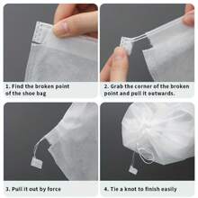 10pcs/Pack Portable Drawstring Non-Woven Fabric Shoe Storage Bag, Dust-Proof White Shoe Covers