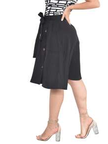 Flared Midi Skirt In Elegant Tailored Fabric - 黑色 - 查看 2