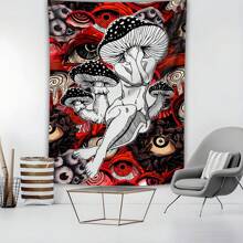 1 tấm thảm trang trí hình mắt nấm Art Girl, vải treo trang trí cỡ lớn, quà tặng ngày lễ, trang trí tiệc, trang trí nhà cửa, vải nền phát sóng trực tiếp, có túi đựng đồ, thảm treo tường - Nhiều màu - Xem 1
