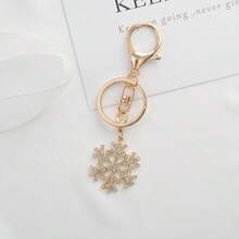圣诞水钻雪花钥匙扣、手袋配件链、服装装饰链 - 金色 - 查看 4