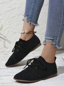 Zapatos de tipo brogue con cordones para mujeres, nueva edición para exterior de primavera/otoño, zapatillas de estilo europeo y americano retro suave, cómodas y versátiles, tipo Oxford casuales, con estilo europeo y americano, estilo británico, estilo campus, zapatos de moda cómodos y versátiles para mujeres - Negro - Ver 6