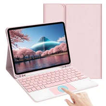 Keyboard Hülle mit Stifthalter, abnehmbare und aufladbare Touchpad-Tastatur kompatibel mit Samsung Galaxy Tab / iPad / Redmi Pad Se, magnetische Bluetooth-Tastaturhülle (Pink)