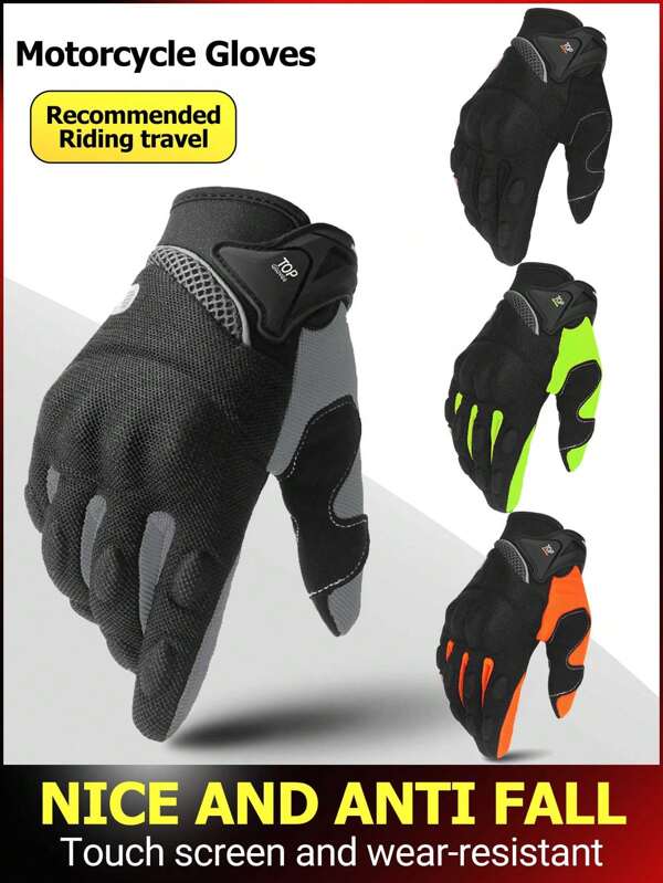 1 Paio di Guanti da Moto Estivi Traspiranti, Guanti da Ciclismo Touch Screen, Guanti da Motocicletta a Dita Intere, Protezione per Sport all'aperto, Guanti da Guida Protettivi per Bici, Guanti da Corsa Moto, 5 Colori