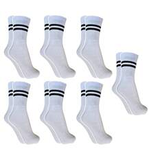 Women's Mid-Calf Socks Kit 07 Pairs With Stripes, Great For Cold Weather, Cotton, Polyamide, Elastane - White - View 4