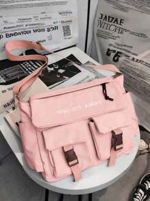 Large Crossbody Shoulder Fabric Travel Bag - Rosa - Ver 1