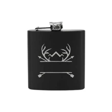 1pc 6oz Customized Stainless Steel Flask, Personalized Groomsman/Usher/Groom Gift, Wedding Gift Idea, Father's Day, Groomsmen Flask, Men's Party Gift, Drinking Gift - Black - View 7