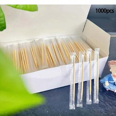 1000 pièces/paquet de bâtonnets en bambou jetables emballés individuellement, bâtonnets en bambou portables et bâtonnets en bambou pour banquets familiaux