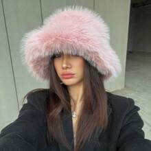 1 chiếc mũ xô bảo vệ tai dày màu hồng ấm áp cho nữ, phong cách tương tự của người có sức ảnh hưởng, chu vi đầu lớn thời trang, thích hợp cho các hoạt động ngoài trời mùa thu/đông, đi bộ đường dài, trượt tuyết, đạp xe và sử dụng hàng ngày - Hồng - Xem 7