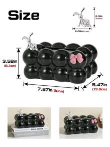 1pc Plastic Four-Ball Tissue Box, Milky White/Black Color, With/Without Decoration, Suitable For Table Decoration And Tissue Storage In Dining Room, Living Room Home Bathroom Decor Bathroom Organizer Fall Decor Back To School