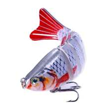 1个淡水和海水两用钓鱼路亚，带三叉钩，慢沉多节泳饵，逼真仿饵，适用于鲈鱼、鳟鱼、海鲈、条纹鲈和红鱼。