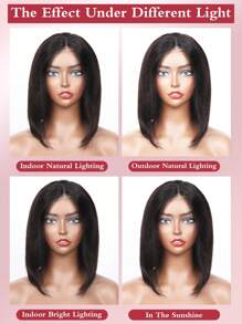 12 英寸 6x4 鲍勃假发真人发 180% 密度即用型无胶假发直发鲍勃假发真人发预剪蕾丝预漂白小结 180% 密度 - 自然色&黑色系 - 查看 9