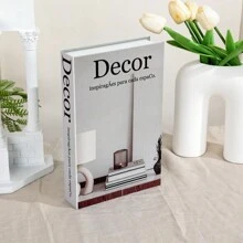1 件奢华时尚开放式假书装饰磁性翻盖顶部 - 房间装饰圣诞装饰礼品客厅配件纸质储物盒，北欧咖啡桌书可存放控件、钥匙、杂物、珠宝和家庭办公室尺寸：26.7x17x4.2cm